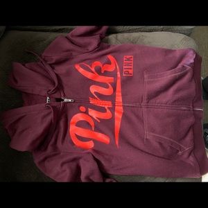 Pink Victoria secrete zip up hoodie.